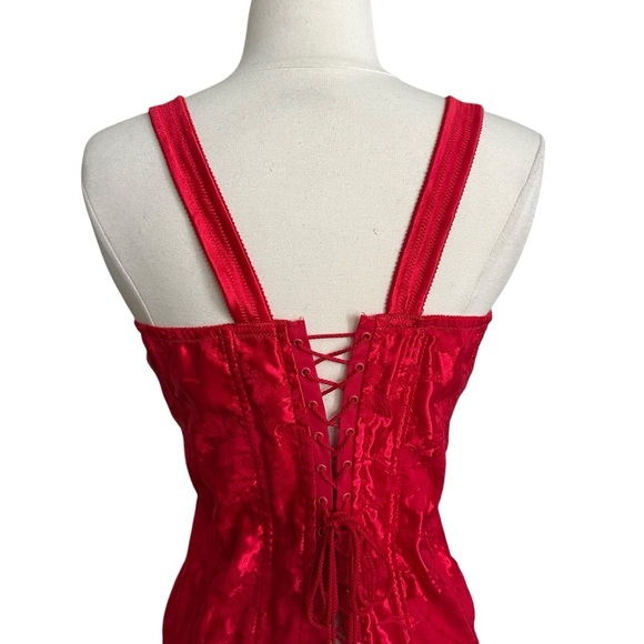 EMPIRE Intimates Red Satin Jacquard Corset Top Lingerie Victorian Edwardian 40 - Picture 9 of 16